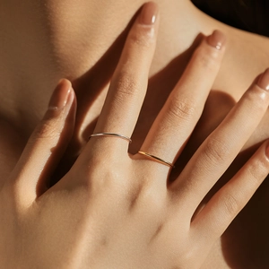 Minimalist S925 sterling silver stacking rings in silver and gold high-polish finish