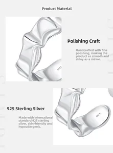 Close-up of S925 hallmark and irregular molten texture on a polished silver ring