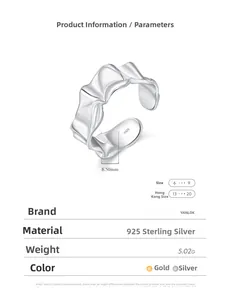 Detail view of S925 sterling silver ring showing 8.5mm width and 5.02g weight specifications