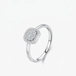 Élégante Bague en Argent Sterling 925 avec Moissanite Taille Princesse Carrée Brillante Bague de Fiançailles Mariage Femme Bijoux Cadeau