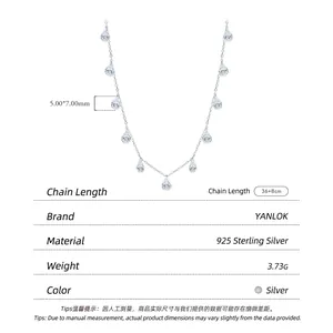 Ras de cou en argent sterling 925 avec zircons en goutte d'eau et chaîne ajustable