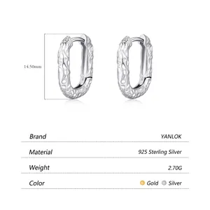 S925 sterling silver hoop earrings with hammered texture in gold and silver finish