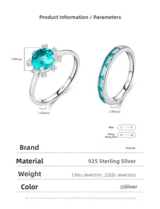 Detailed view of S925 silver sunflower ring with green gemstone and baguette band