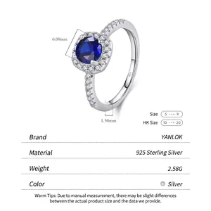 S925 sterling silver ring featuring a 6mm square deep blue gem and pavé white diamonds