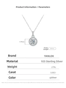 Details zur S925 Silberhalskette mit 1ct Moissanit und einer 40+4cm langen Kette