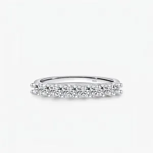 Elegant 925 Sterling Silver Princess Moissanite Ring Round Cut Sparkle Row Drill Finger Ring Jewelry Wedding Gift For Women