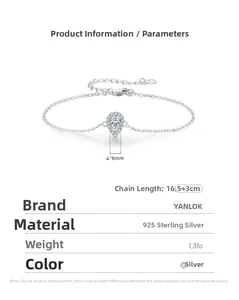 Makroaufnahme der S925 Silber-Stempelung und Maße des Zirkonia-Anhängers am Armband