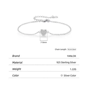 Sparkling S925 sterling silver heart bracelet for women with pavé cubic zirconia