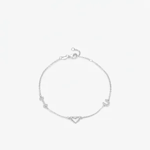 Bracelet en Argent Sterling 925 Coeur I Love You Avec Zirconia Romantique Lettres Creuses I U Bijoux Ajustables pour Femme