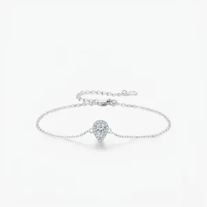 Elegantes 925 Sterlingsilber Wassertropfen Zirkonia Armband Für Damen Luxus Halo Birnenschliff Verstellbare Kette Schmuck
