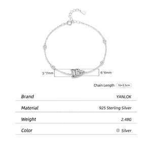 Elegante bracciale a cuore in argento sterling S925 con zirconi e dettagli misura