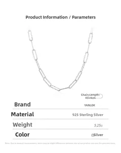 Detailed specs of the 925 sterling silver paperclip chain necklace 40+4cm 5.25g