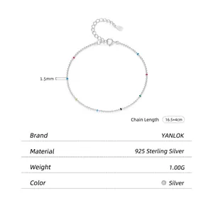 Elegant S925 sterling silver bracelet with multi-color 1.5mm beads for women