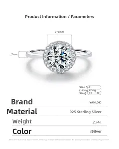 Vue macro de la bague en argent S925 avec détails de sertissage diamant 7x7mm