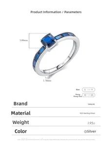 Détails macro d'une bague en argent 925 avec saphir bleu et anneau de 1,70 mm de largeur