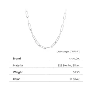 Sparkling S925 sterling silver paperclip link chain necklace for women with hammered finish