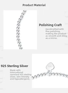 Dettaglio del bracciale in argento sterling 925 con ciondolo a cuore e incisione S925