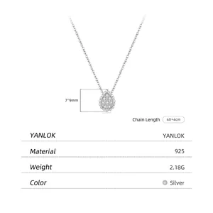 Classic 925 sterling silver pear-shaped pendant necklace with cubic zirconia pavé