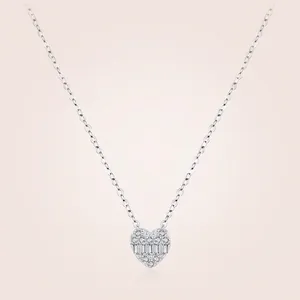 S925 Sterling Silver Heart Pendant Necklace For Women Sparkly Cubic Zirconia Clavicle Chain Light Luxury Fashion Jewelry