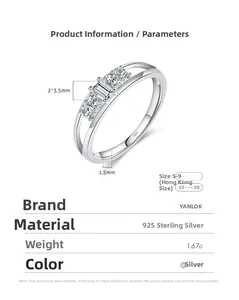 Macro detail of S925 sterling silver ring with 1.67g weight and size specifications