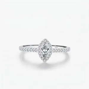 Luxury Marquise Cut Cubic Zirconia Halo Ring 925 Sterling Silver Hand Inlaid Pave Band Wedding Engagement Jewelry For Women