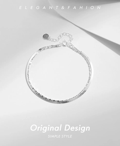 Close-up of S925 sterling silver double layer snake chain bracelet with adjustable clasp