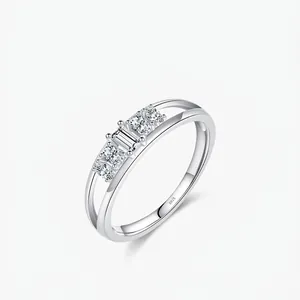 Elegant 925 Sterling Silver Crown Ring Double Layer Hollow Rhinestone Geometric Finger Ring For Women Elegant Jewelry Gift