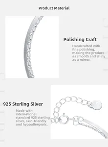Macro shot of S925 sterling silver flat snake and bead chain bracelet with extension