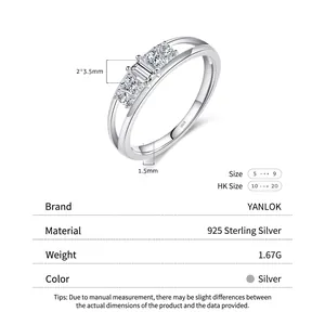 Elegant double-layer S925 sterling silver crown ring with sparkling baguette cut zircons
