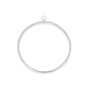 Bracciale Minimalista in Argento Sterling 925 con Perline da Donna Elegante Pendente a Cuore a Tubo Curvo Bracciale Gioielli