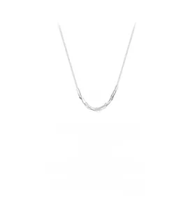 Detailed view of s925 silver necklace with minimalist geometric square beads on chain