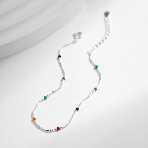925 silver bracelet with vibrant colorful beads and adjustable extension chain