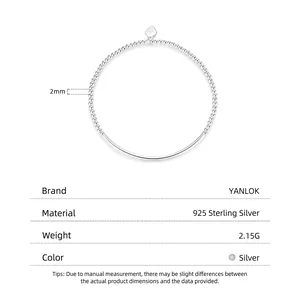 Bracciale minimalista in argento sterling S925 con perline tonde e ciondolo a cuore