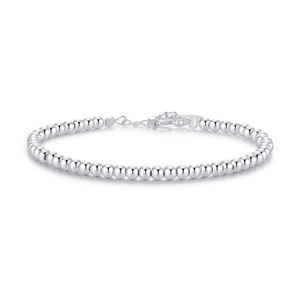 Bracelet à perles minimaliste en argent sterling S925 avec billes polies et fermoir mousqueton