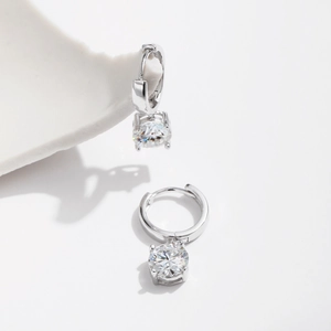 Elegant s925 silver hoop earrings with shimmering moissanite pendants for women