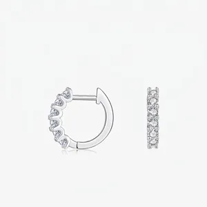 Elegant 925 Sterling Silver D Color Moissanite Stud Earrings Vintage Sparkly Geometric Inlaid Women Jewelry Gift