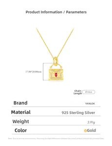 Macro view of S925 silver handbag pendant with red pear-cut stone and dimensions