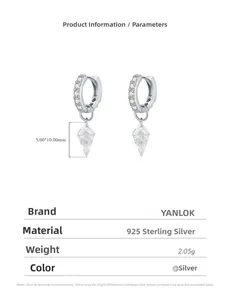 Detailed view of S925 silver geometric drop earrings with 5x10mm kite-cut zircon stones