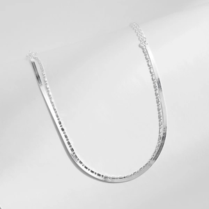 Minimalist S925 silver double-layer flat snake bone chain bracelet with adjustable clasp