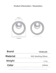 Macro view of s925 silver stud earrings with 7mm pearl and micro-pave diamond halo