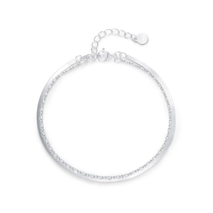 Minimalist S925 sterling silver double layer snake and bead chain adjustable bracelet