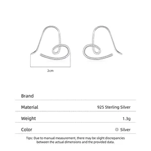Boucles d'oreilles cœur en argent sterling s925 avec texture spirale élégante