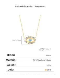 Spécifications du collier œil maléfique en argent S925 avec cristaux bleus et clairs