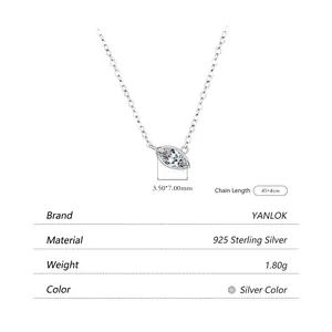 Collana in argento sterling S925 con pendente taglio marquise e catena da 41+4cm