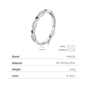 S925 sterling silver bow ring with blue gemstones and diamonds for women