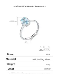 Makro-Detail der S925-Punze am ovalen hellblauen Edelsteinring aus Silber für Damen