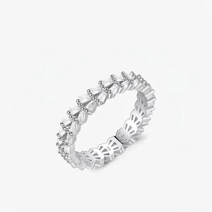 925 Sterling Silver Baguette Cut Zirconia Eternity Ring For Women Luxurious Sparkling Geometric Pave Inlaid Jewelry Engagement Wedding Band