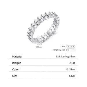 Elegant 925 sterling silver eternity ring with sparkling baguette cut cubic zirconia