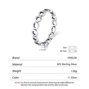 Bague ovale irrégulière en argent s925 de 3,20 mm au design géométrique épuré