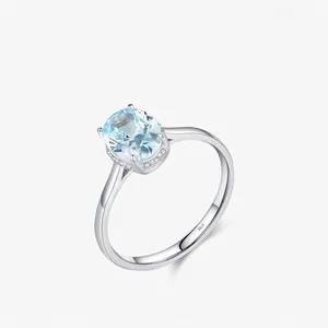 Eleganter 925 Sterlingsilber Ovaler Hellblauer Strass Ring Leichter Luxus Geometrischer Modeschmuck Für Damen Geschenk